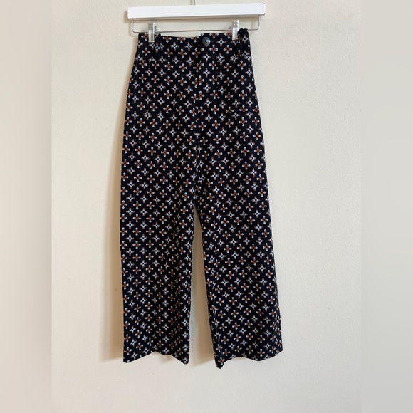 Maeve Anthropologie Collette Pants Black Geometric Wide Leg - Picture 4 of 7